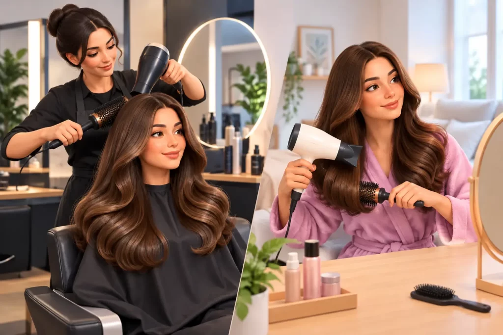 Professional Blowout Versus Home Styling