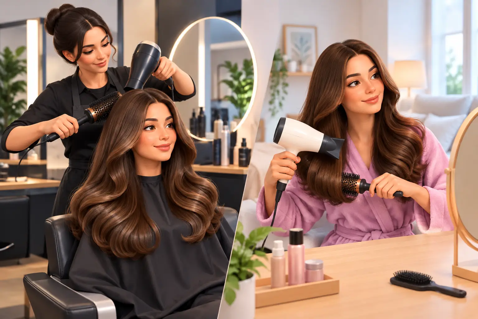 Professional Blowout Versus Home Styling